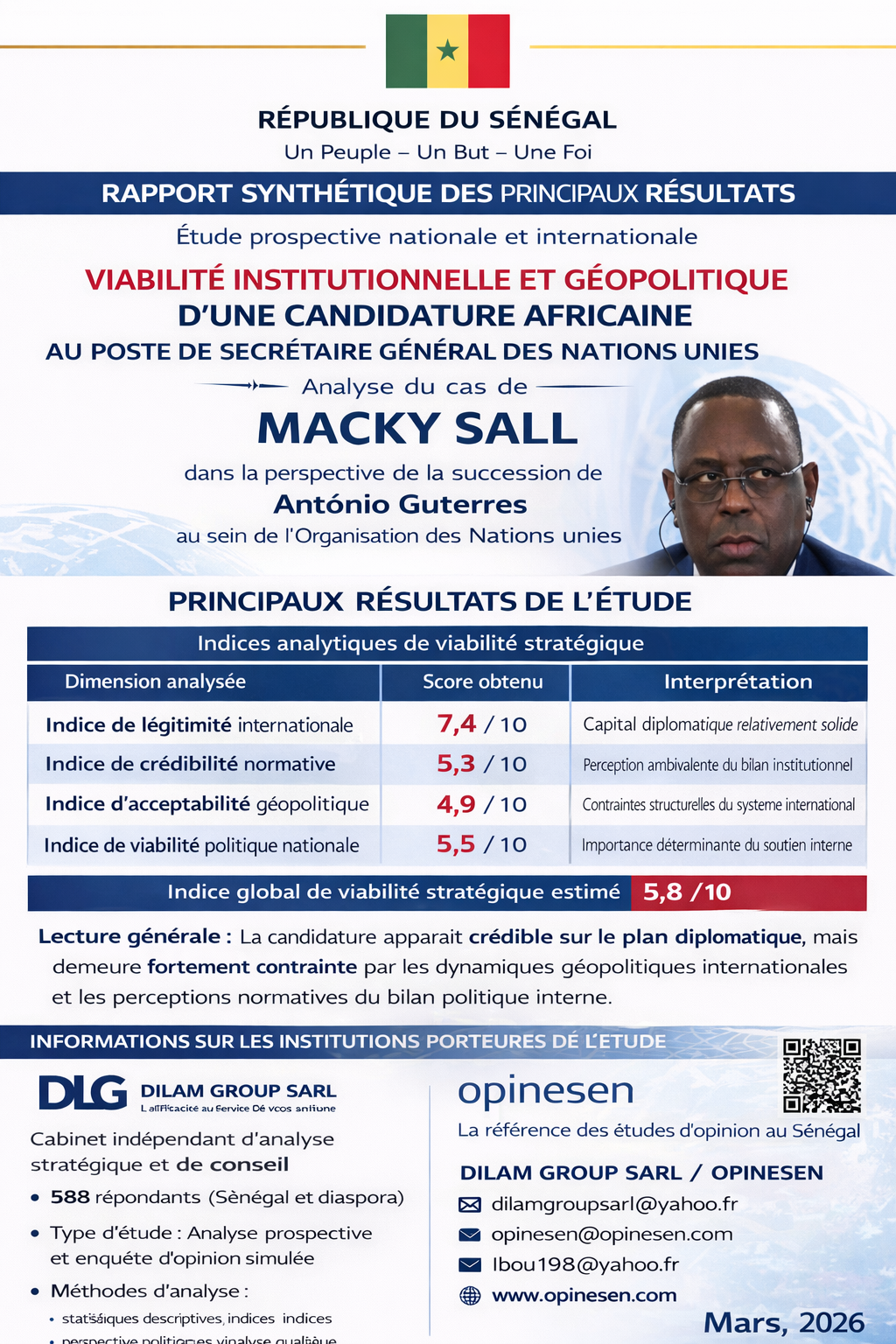 ONU 2026 : ce que révèle une enquête auprès de 588 répondants sur une candidature africaine.